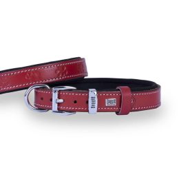 Doggie Konforlu Gerçek Deriden El Yapımı Pati Desenli Köpek Boyun Tasması 2×30-35cm – Kırmızı