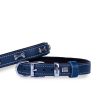 Doggie Konforlu Gerçek Deriden El Yapımı Kemik Süslü Köpek Boyun Tasması 2×35-40cm – Royal Mavi