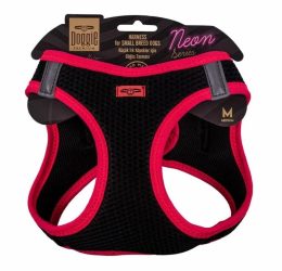 Doggie Havalı Dokuma Neon Serisi Küçük Irk Göğüs Tasması Pembe M-38-44Cm
