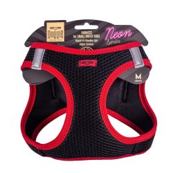 Doggie Havalı Dokuma Neon Serisi Küçük Irk Göğüs Tasması Kırmızı M-38-44Cm