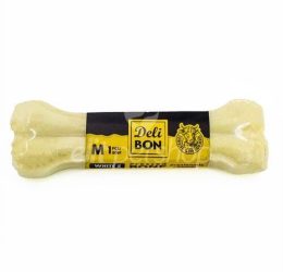 Delibon Beyaz Deri Pres Kemik Köpek Ödülü 15 Cm Medium