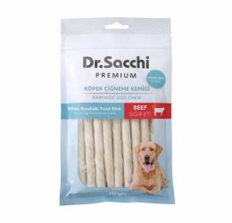 Dr.Sacchi Beyaz Sığır Derisi Burgu Çubuk Köpek Ödülü 15’li 110 Gr