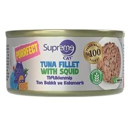 Supreme Cat Premium Ton Balıklı ve Kalamarlı Tiftiklenmiş Yetişkin  Kedi Konservesi 70 Gr