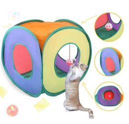 Kare Model Kedi Oyun Tüneli Gökkuşağı Renkli 40cm*40cm