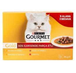 Gourmet Gold Parça Etli Mix Seri Kedi Konservesi 85 gr 12 Al 9 Öde