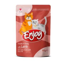 Enjoy Sos İçinde Et Parçacıklı Kuzu Etli Kedi Pouch Yaş Maması 85 Gr